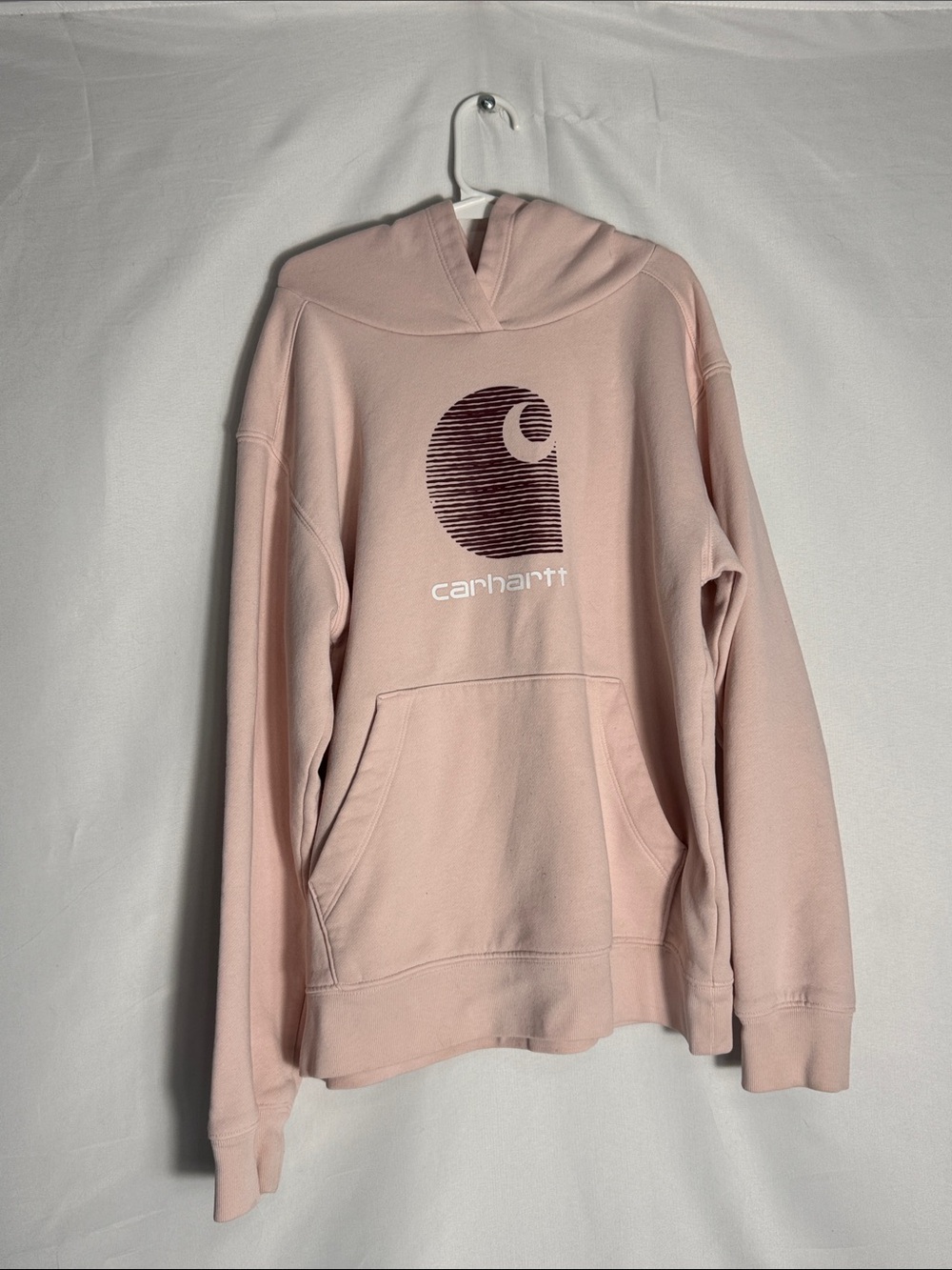 Carhartt Girls Peach/Light Pink Graphic Logo Pullover Hoodie Medium